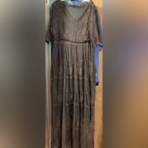 Sz Large - Gray Lace Floor Length Dress